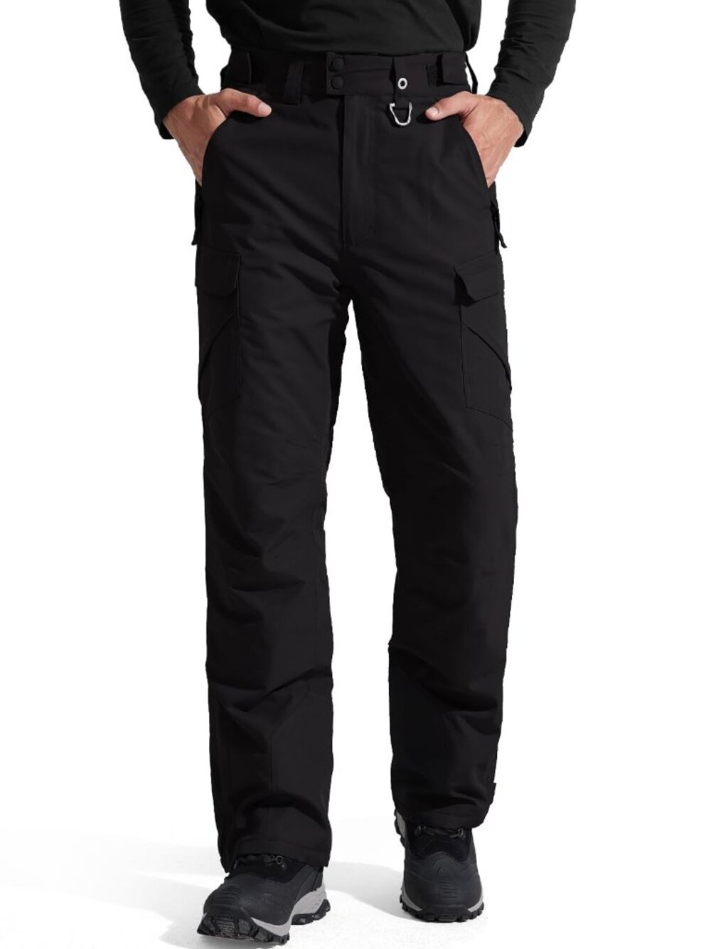 FREE SOLDIER  Waterproof Snow Pants Skiing Snowboarding Black Medium(34-36)/30L)